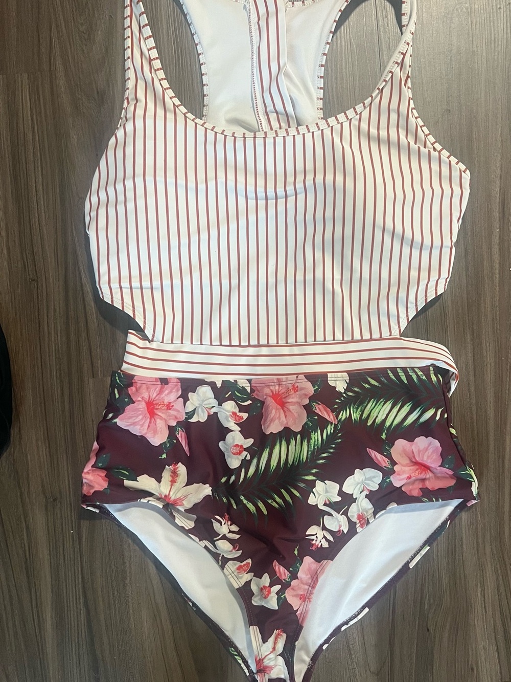 Women’s One-Piece Floral & Stripe Swim Set - Pink Floral